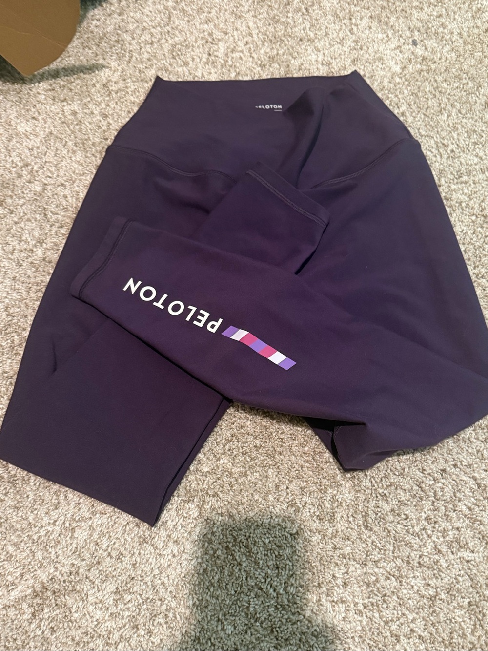 Peloton Deep Purple Performance Leggings with Multicolor Stripe